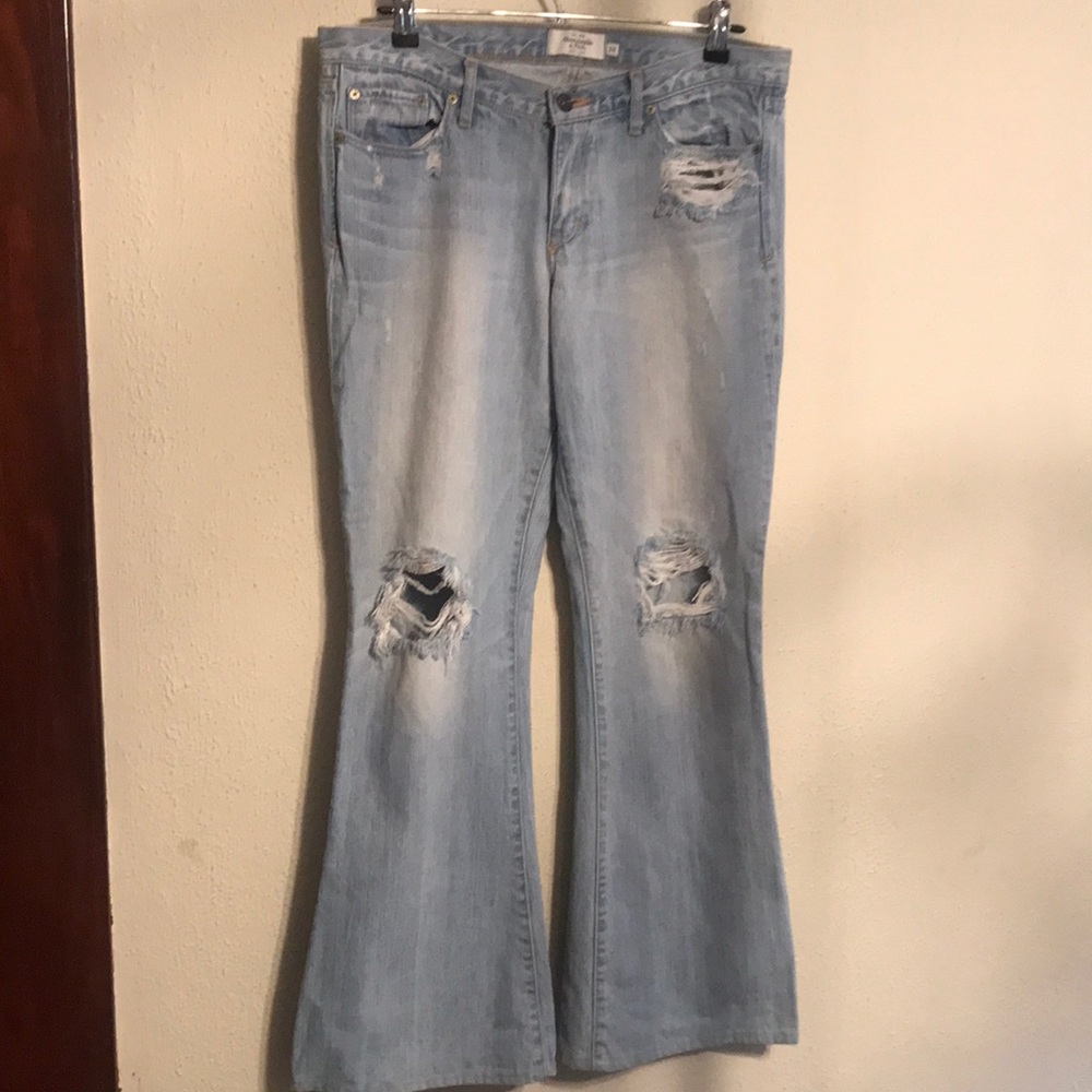 Abercrombie Light Wash Distressed Flare Jeans